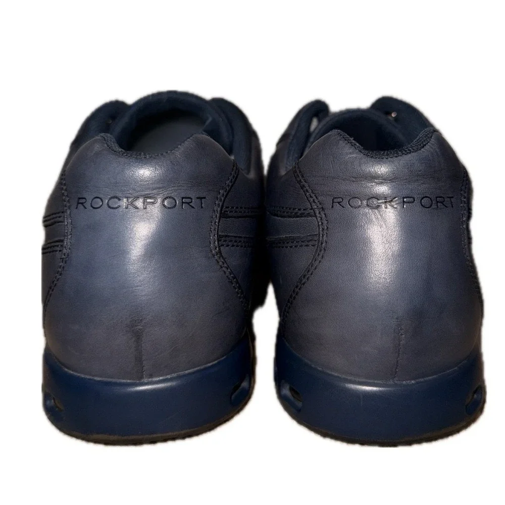 👟⚙️‎ ROCKPORT Leather Sneakers | Navy Blue Low-Top Travel Comfort | Men's Sz 10